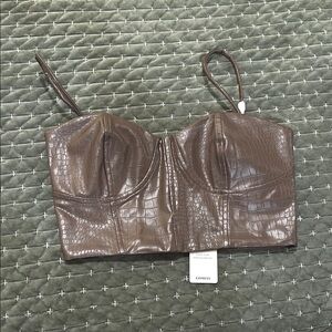 Express Chocolate Croc-Texture Bustier